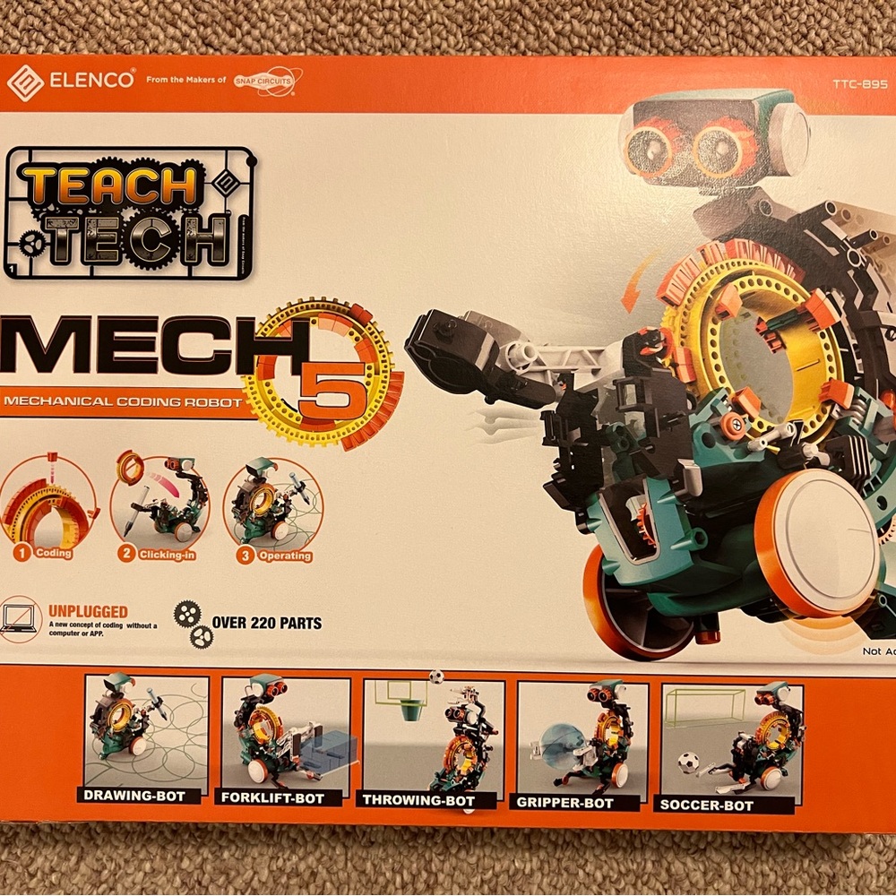 Snap Circuits Teach Tech Mech 5, Mechanical Coding Robot - Unopened